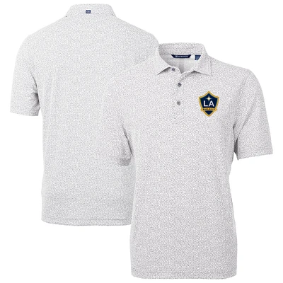 Men's Cutter & Buck Gray LA Galaxy DryTec Virtue Eco Pique Botanical Print Recycled Polo