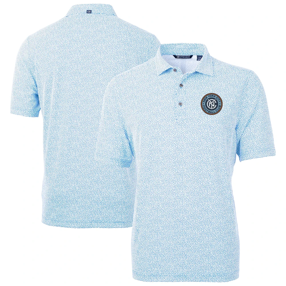 Men's Cutter & Buck Powder Blue New York City FC DryTec Virtue Eco Pique Botanical Print Recycled Polo