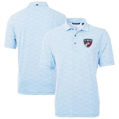 Men's Cutter & Buck Powder Blue FC Dallas DryTec Virtue Eco Pique Botanical Print Recycled Polo