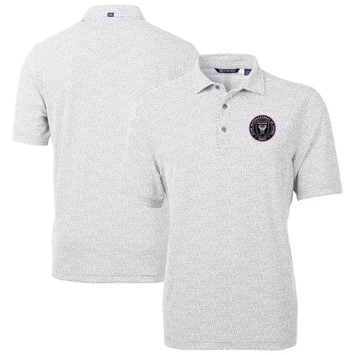 Men's Cutter & Buck Gray Inter Miami CF DryTec Virtue Eco Pique Botanical Print Recycled Polo