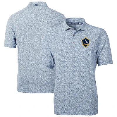 Men's Cutter & Buck Navy LA Galaxy DryTec Virtue Eco Pique Botanical Print Recycled Polo