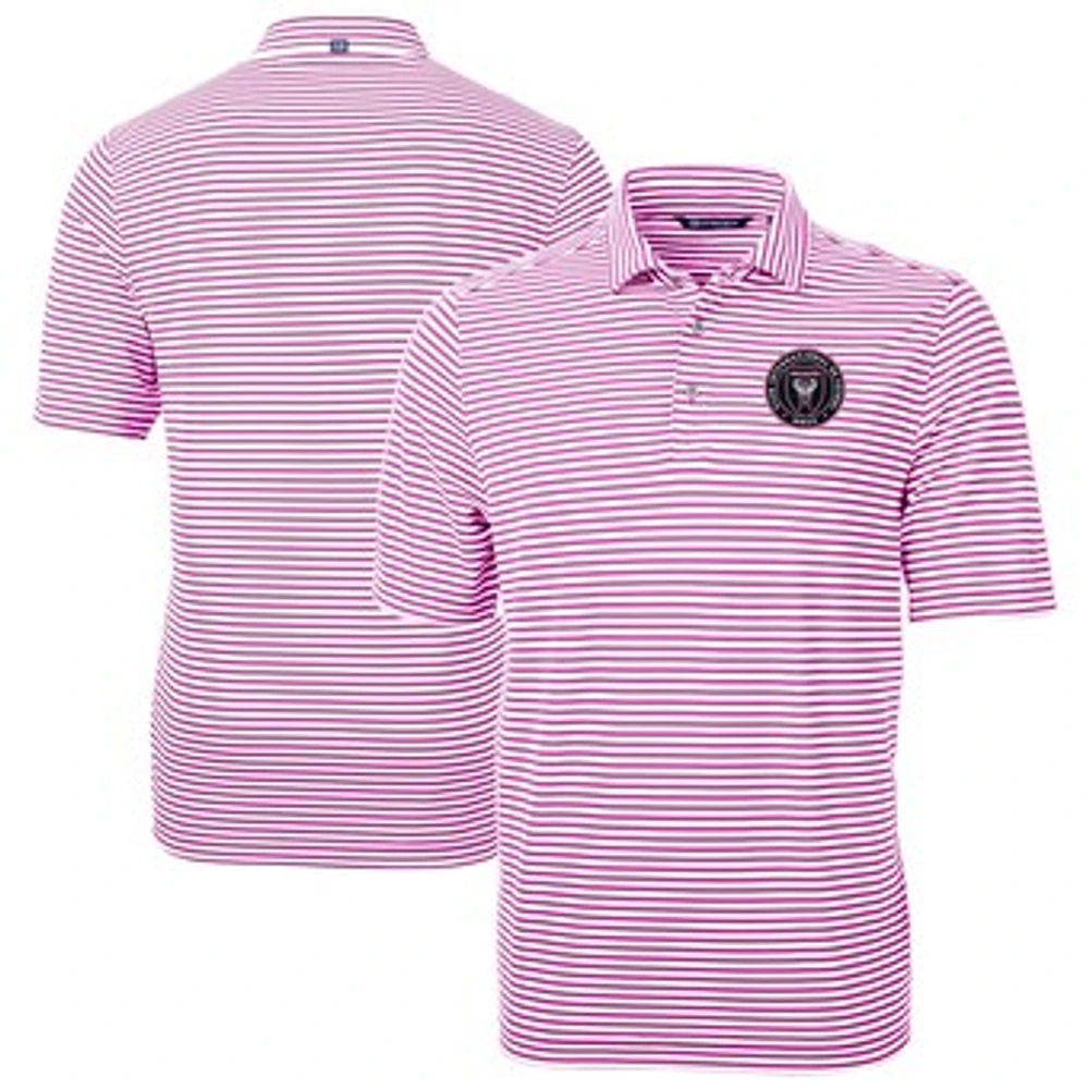 Men's Cutter & Buck Inter Miami CF DryTec Virtue Eco Pique Stripe Recycled Polo