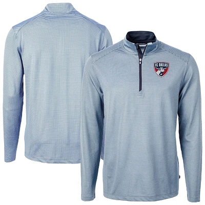 Men's Cutter & Buck Powder Blue FC Dallas DryTec Virtue Eco Pique Micro Stripe Recycled Quarter-Zip Pullover Top
