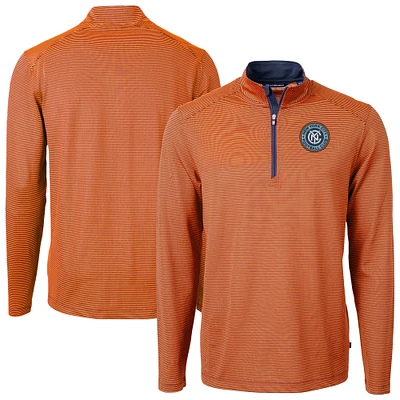Men's Cutter & Buck New York City FC DryTec Virtue Eco Pique Micro Stripe Recycled Quarter-Zip Pullover Top