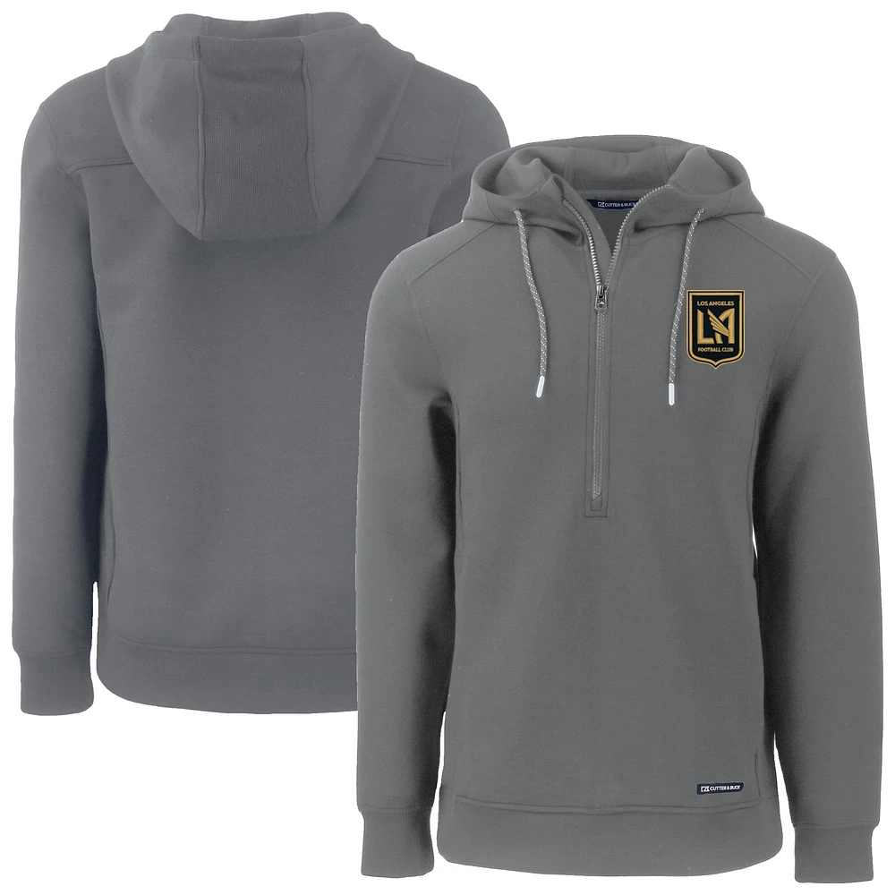 Men's Cutter & Buck Gray LAFC Roam Eco Half-Zip Recycled Pullover Hoodie