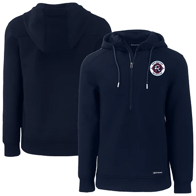 Men's Cutter & Buck Navy New England Revolution Roam Eco Half-Zip Recycled Pullover Hoodie