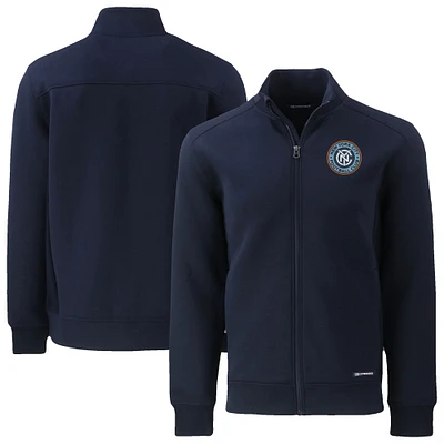 Men's Cutter & Buck Navy New York City FC Roam Eco Recycled Full-Zip Jacket
