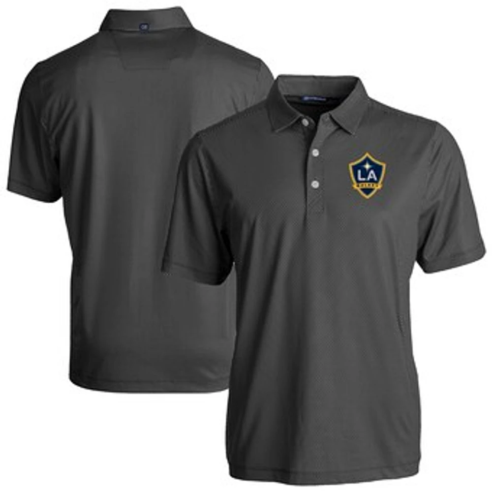 Men's Cutter & Buck Black/White LA Galaxy Pike Eco Symmetry Print Stretch Recycled Polo