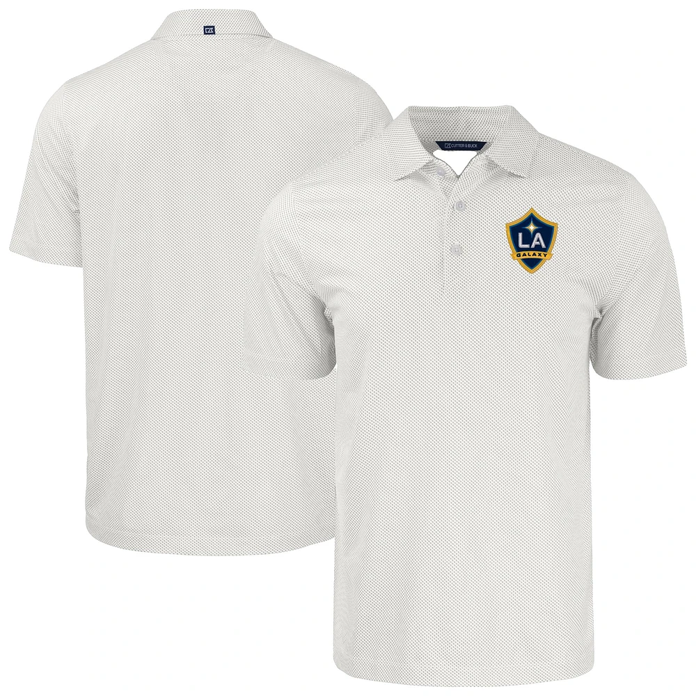 Men's Cutter & Buck White/Gray LA Galaxy Pike Eco Symmetry Print Stretch Recycled Polo