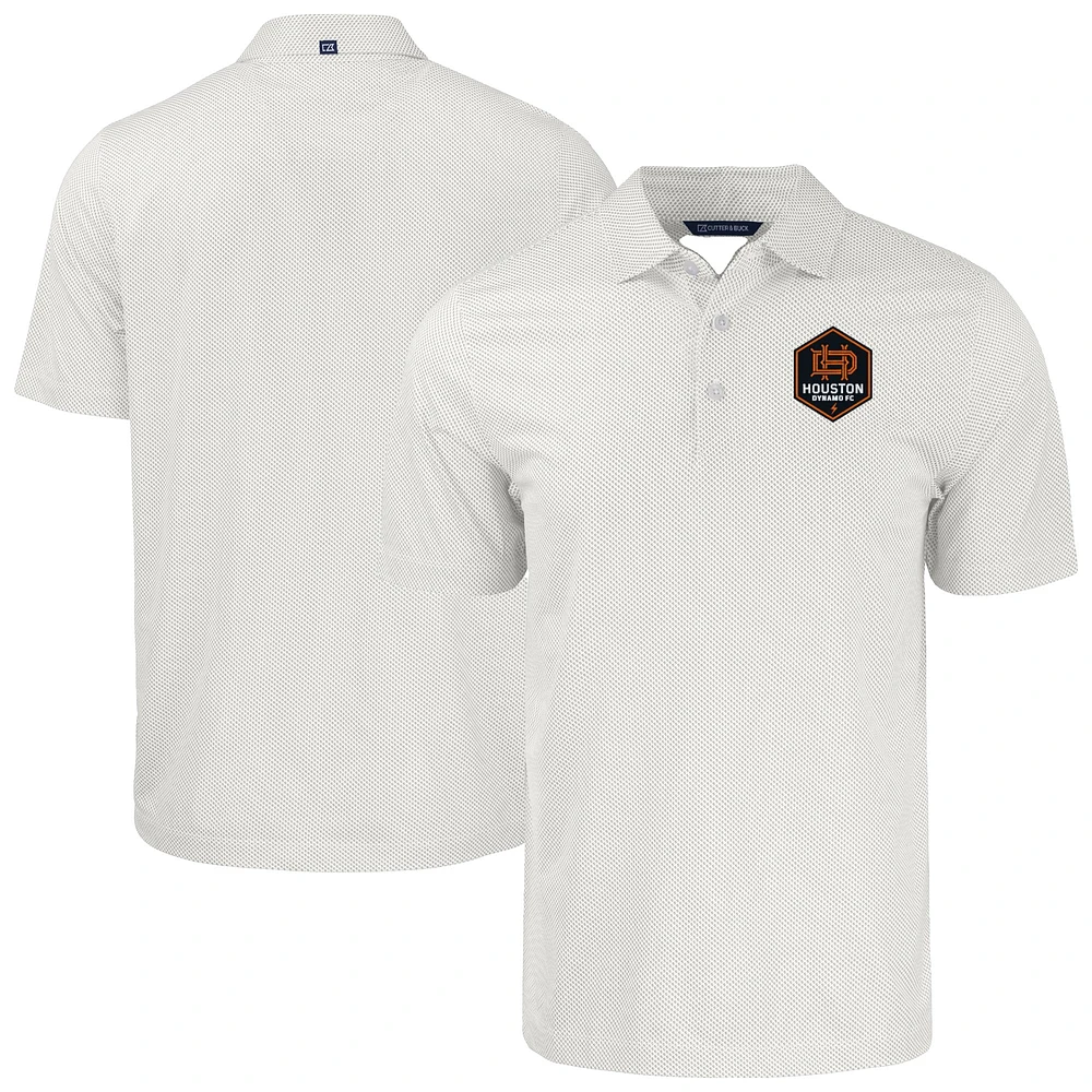 Men's Cutter & Buck White/Gray Houston Dynamo FC Pike Eco Symmetry Print Stretch Recycled Polo