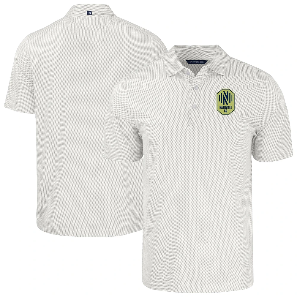 Men's Cutter & Buck White/Gray Nashville SC Pike Eco Symmetry Print Stretch Recycled Polo
