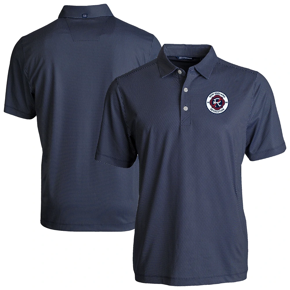 Men's Cutter & Buck Navy/White New England Revolution Pike Eco Symmetry Print Stretch Recycled Polo