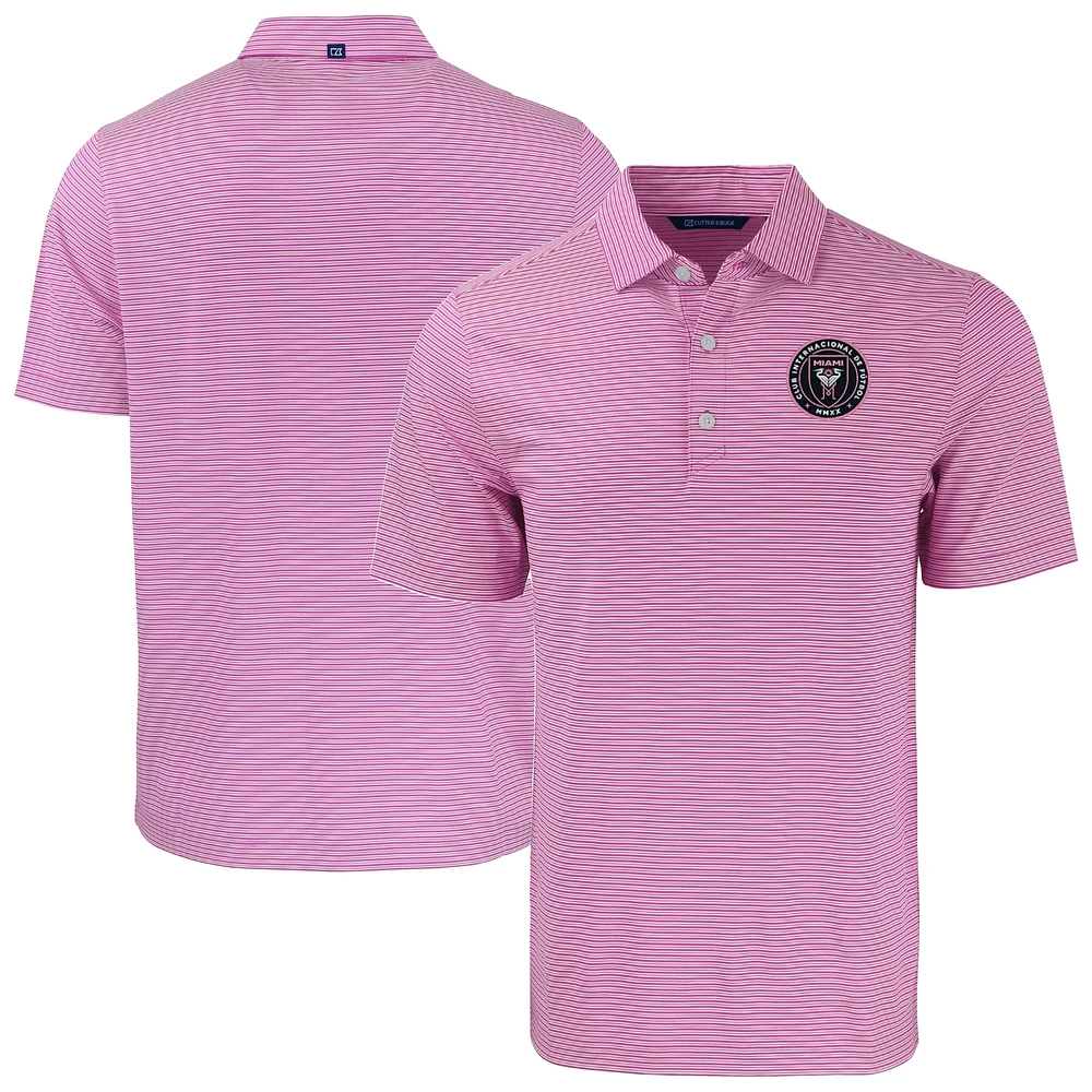 Men's Cutter & Buck /White Inter Miami CF Forge Eco Double Stripe Stretch Recycled Tri-Blend Polo