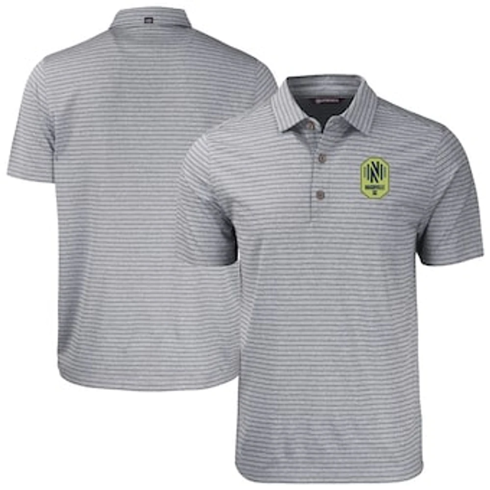 Men's Cutter & Buck Heather Gray Nashville SC Forge Eco Stripe Stretch Recycled Tri-Blend Polo
