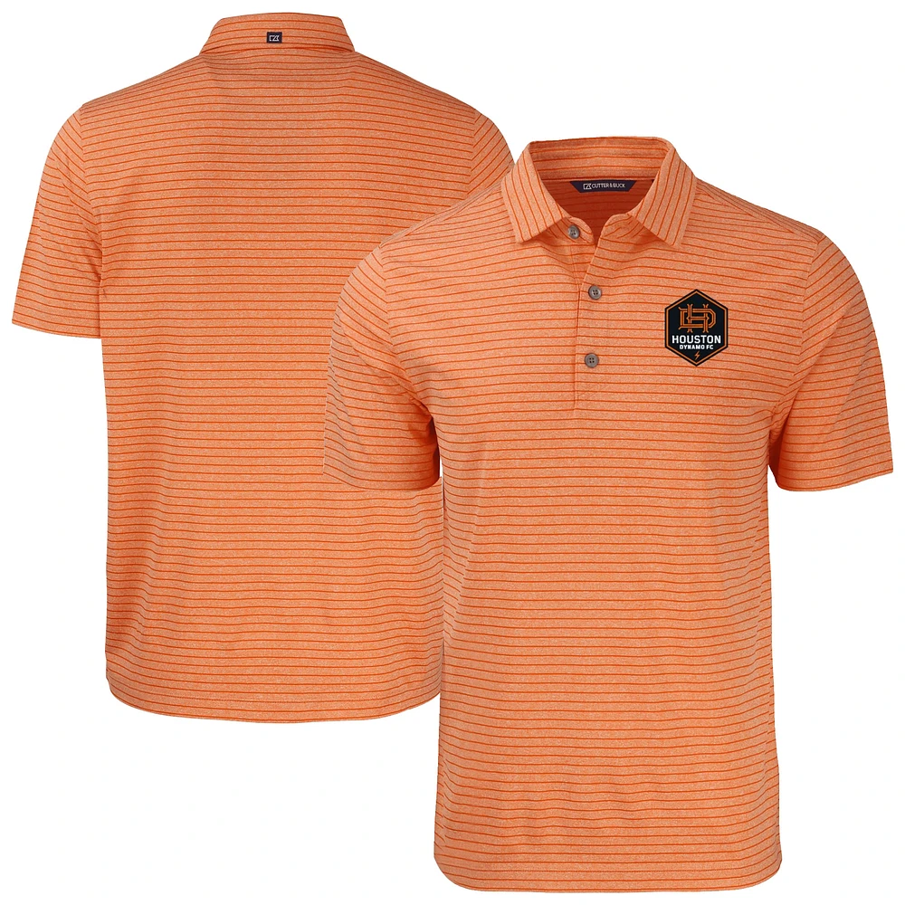 Men's Cutter & Buck Heather Orange Houston Dynamo FC Forge Eco Stripe Stretch Recycled Tri-Blend Polo