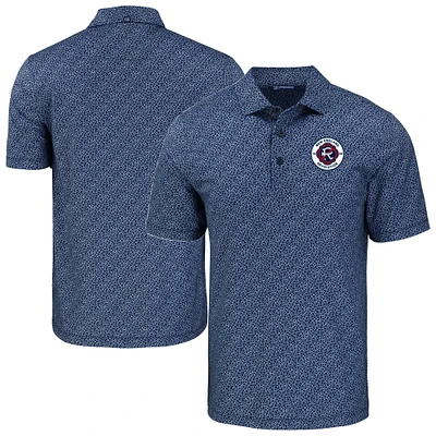Men's Cutter & Buck Navy New England Revolution Pike Eco Pebble Print Stretch Recycled Polo