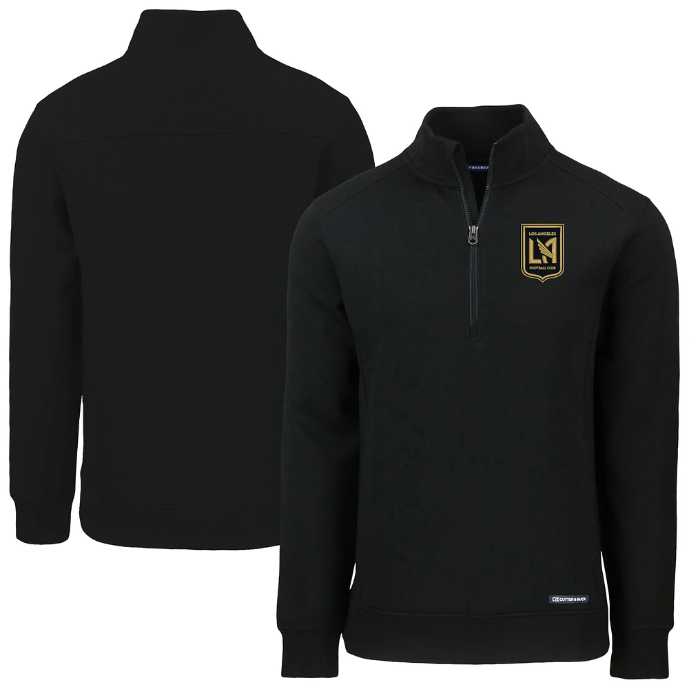 Men's Cutter & Buck Black LAFC Roam Eco Recycled Quarter-Zip Pullover Top