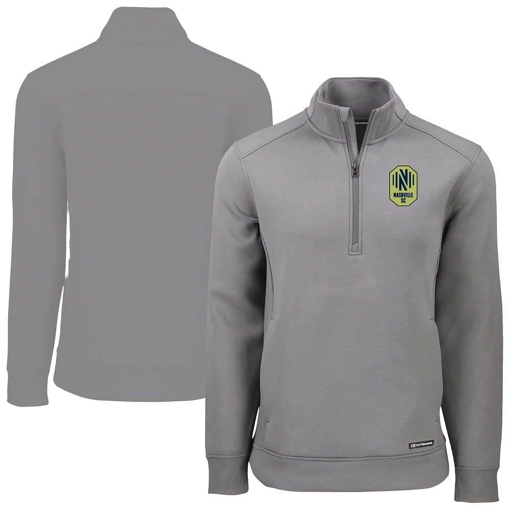 Men's Cutter & Buck Gray Nashville SC Roam Eco Recycled Quarter-Zip Pullover Top