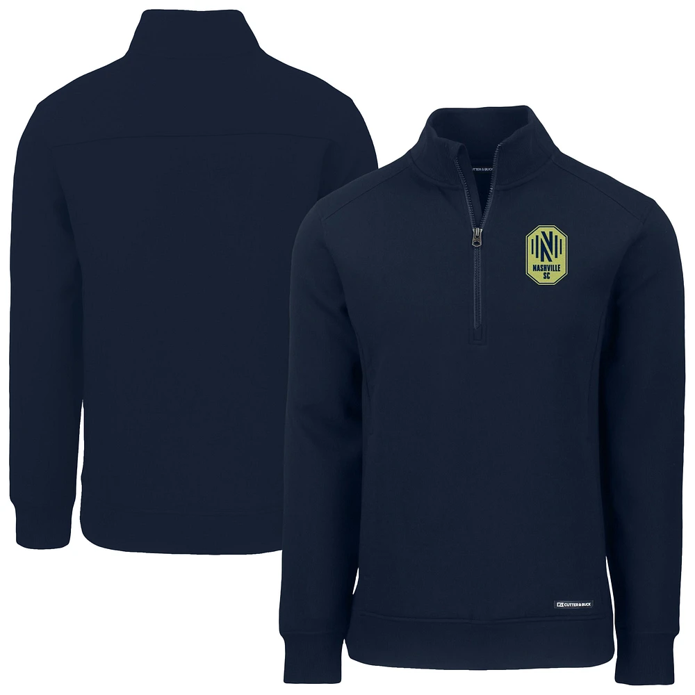 Men's Cutter & Buck Navy Nashville SC Roam Eco Recycled Quarter-Zip Pullover Top