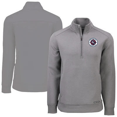 Men's Cutter & Buck Gray New England Revolution Roam Eco Recycled Quarter-Zip Pullover Top