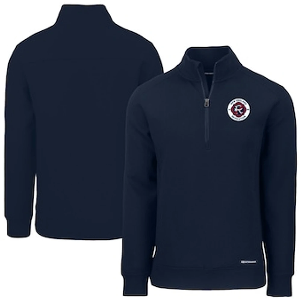 Men's Cutter & Buck Navy New England Revolution Roam Eco Recycled Quarter-Zip Pullover Top