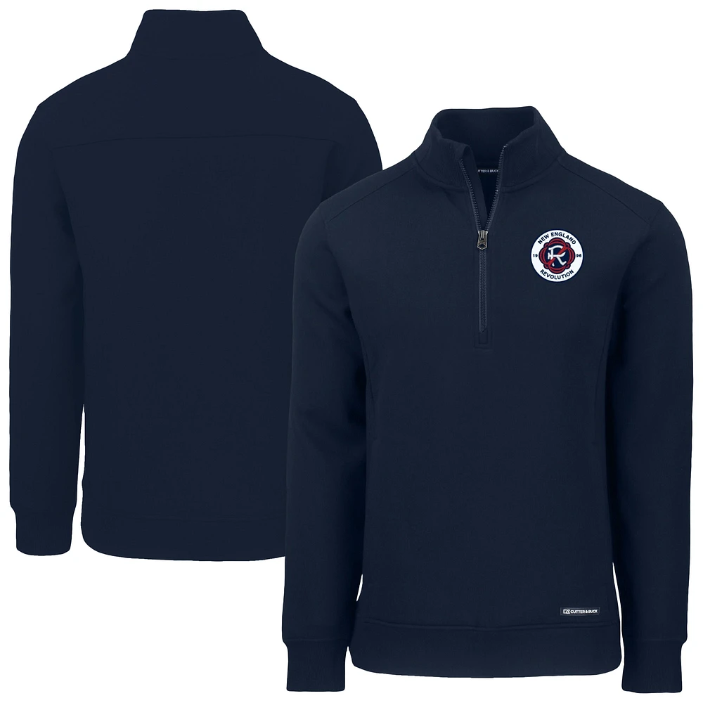 Men's Cutter & Buck Navy New England Revolution Roam Eco Recycled Quarter-Zip Pullover Top