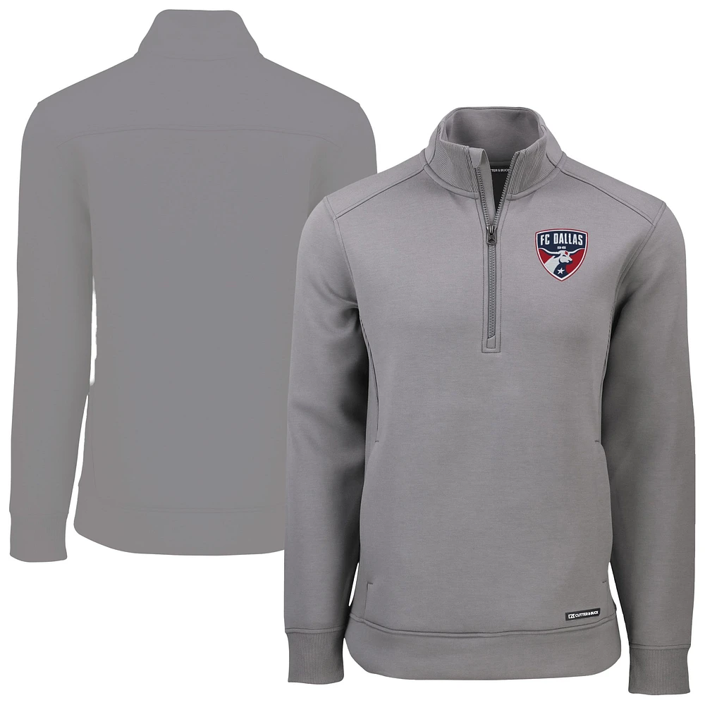 Men's Cutter & Buck Gray FC Dallas Roam Eco Recycled Quarter-Zip Pullover Top
