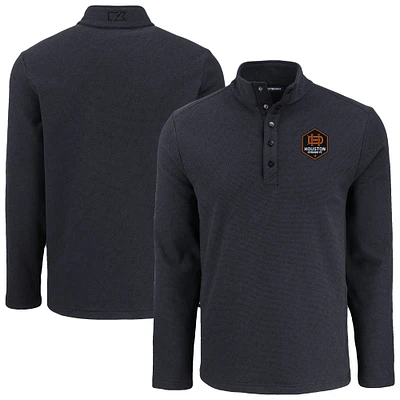 Men's Cutter & Buck Houston Dynamo FC Hunts Point Eco Textured Fleece Recycled Quarter-Snap Pullover