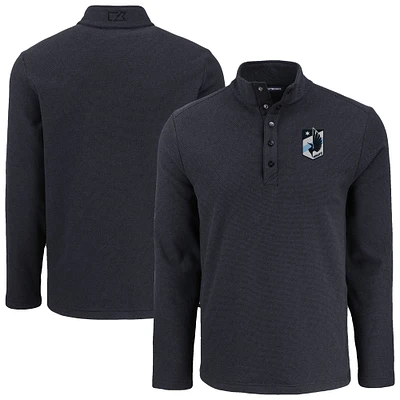 Men's Cutter & Buck Minnesota United FC Hunts Point Eco Textured Fleece Recycled Quarter-Snap Pullover