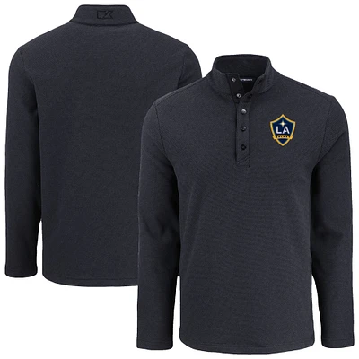 Men's Cutter & Buck LA Galaxy Hunts Point Eco Textured Fleece Recycled Quarter-Snap Pullover