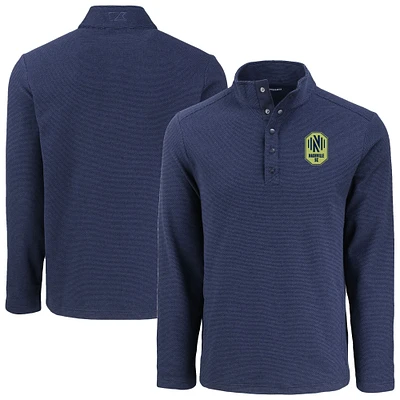 Men's Cutter & Buck Navy Nashville SC Hunts Point Eco Textured Fleece Recycled Quarter-Snap Pullover