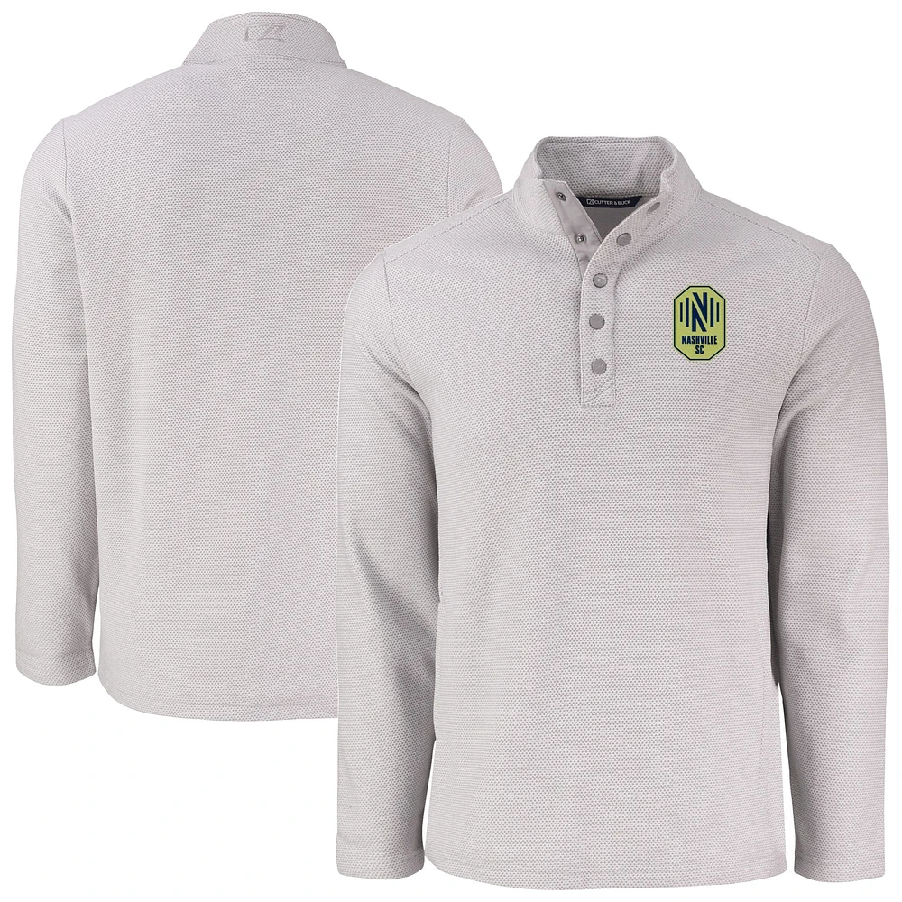 Men's Cutter & Buck Gray Nashville SC Hunts Point Eco Textured Fleece Recycled Quarter-Snap Pullover