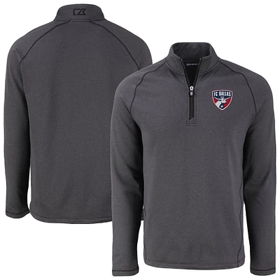 Men's Cutter & Buck Heather FC Dallas Peshastin Eco Fleece Recycled Raglan Half-Zip Top