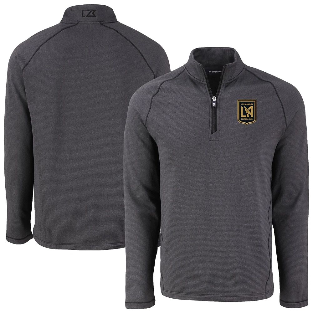 Men's Cutter & Buck Heather LAFC Peshastin Eco Fleece Recycled Raglan Half-Zip Top
