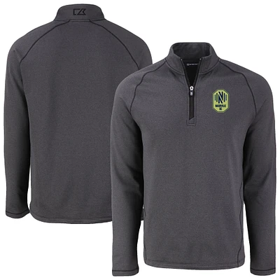 Men's Cutter & Buck Heather Nashville SC Peshastin Eco Fleece Recycled Raglan Half-Zip Top