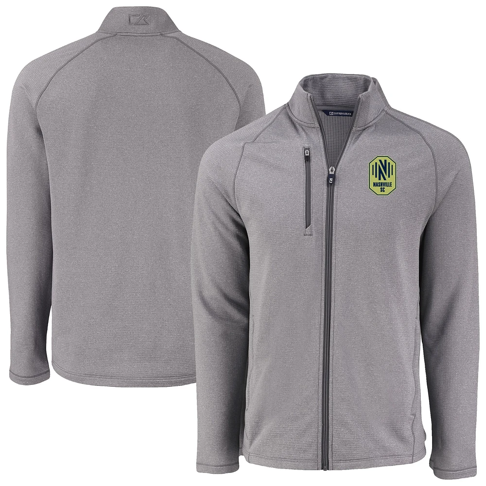 Men's Cutter & Buck Heather Gray Nashville SC Peshastin Eco Fleece Recycled Raglan Full-Zip Jacket