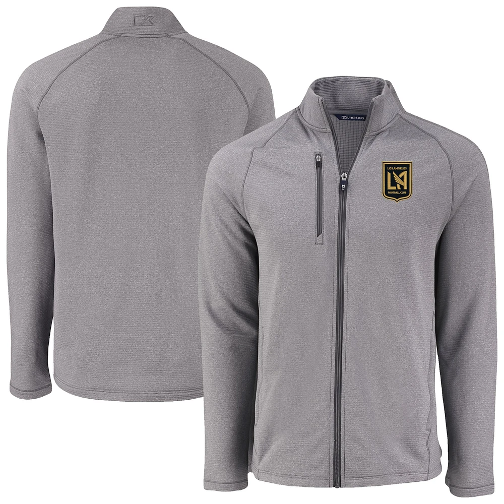 Men's Cutter & Buck Heather Gray LAFC Peshastin Eco Fleece Recycled Raglan Full-Zip Jacket