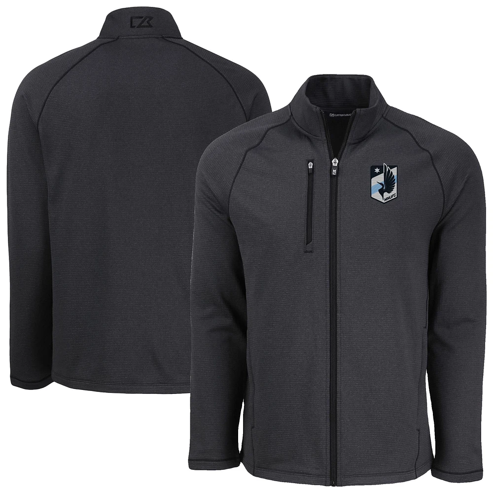 Men's Cutter & Buck Heather Minnesota United FC Peshastin Eco Fleece Recycled Raglan Full-Zip Jacket