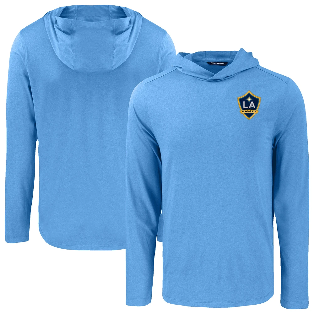 Men's Cutter & Buck Blue LA Galaxy Coastline Epic Comfort Eco Recycled Long Sleeve Hoodie T-Shirt