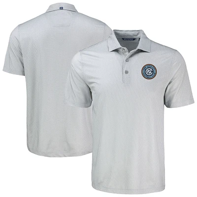 Men's Cutter & Buck Gray New York City FC Pike Eco Shadow Check Print Polo