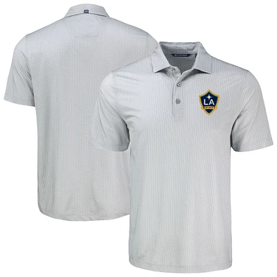 Men's Cutter & Buck Gray LA Galaxy Pike Eco Shadow Check Print Polo