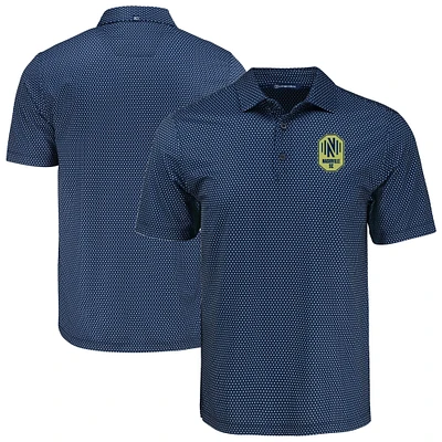 Men's Cutter & Buck Navy Nashville SC Pike Eco Shadow Check Print Polo