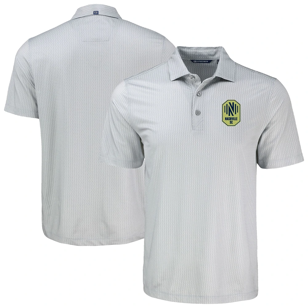 Men's Cutter & Buck Gray Nashville SC Pike Eco Shadow Check Print Polo