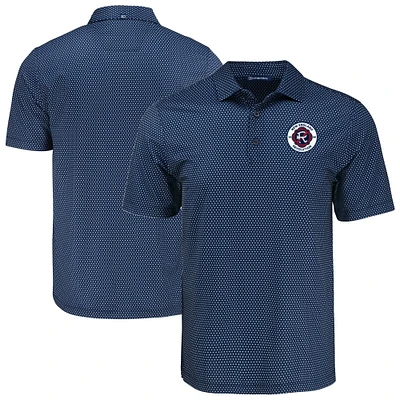 Men's Cutter & Buck Navy New England Revolution Pike Eco Shadow Check Print Polo