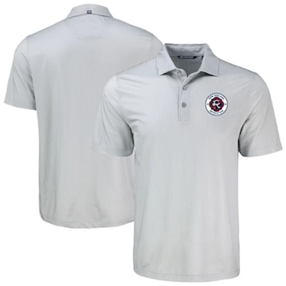 Men's Cutter & Buck Gray New England Revolution Pike Eco Shadow Check Print Polo