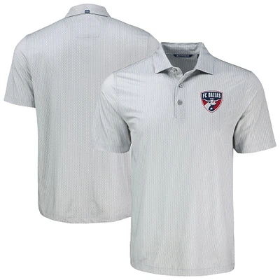 Men's Cutter & Buck Gray FC Dallas Pike Eco Shadow Check Print Polo