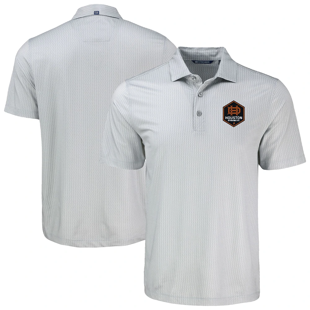 Men's Cutter & Buck Gray Houston Dynamo FC Pike Eco Shadow Check Print Polo