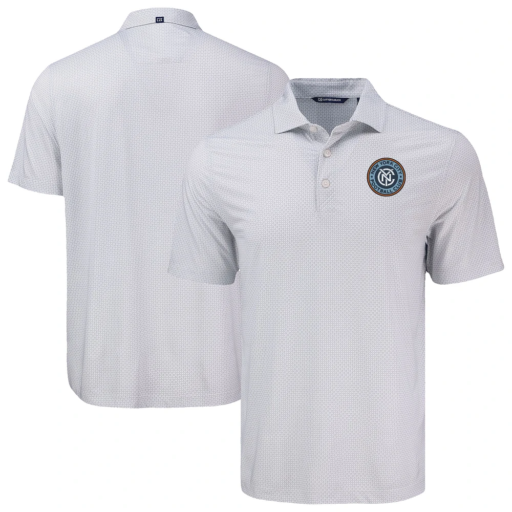 Men's Cutter & Buck Gray New York City FC Pike Eco Diamond Dot Print Recycled Polo