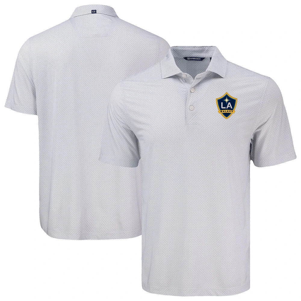 Men's Cutter & Buck Gray LA Galaxy Pike Eco Diamond Dot Print Recycled Polo
