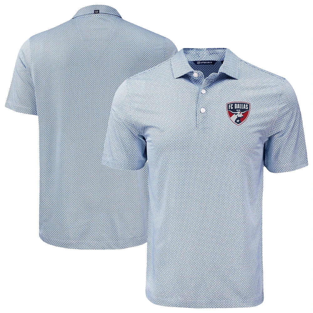 Men's Cutter & Buck Navy FC Dallas Pike Eco Diamond Dot Print Recycled Polo